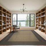 Beige Woven Seagrass Rug with Black Border