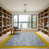 Navy Maze Labyrinth Geometric Area Rug