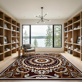 Intricate Brown Mandala Persian Area Rug