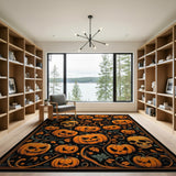 Halloween Jack-o'-Lantern Pumpkins Skulls Area Rug