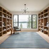 Blue and Teal Coastal Blue Striped Woven Area Rug