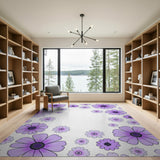 Purple Daisy Scatter Area Rug