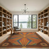Rainbow Compass Sunburst Area Rug