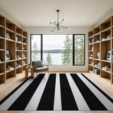 Bold Black White Vertical Stripe No. 20 Area Rug