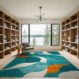 Abstract Area Teal Abstract Organic Shapes Area Rug