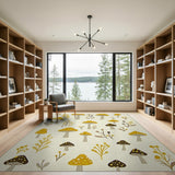 Yellow Whimsical Yellow Mushroom Meadow Area Rug