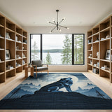 Howling Wolf Moonlit Mountains Area Rug