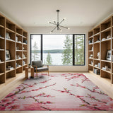 Vintage Pink Sakura Blossom Area Rug