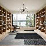 Bold Black White Geometric Woven Area Rug