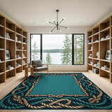 Nautical Twisted Rope Border Area Rug