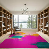 Vibrant Pink Teal Yellow Abstract Splatter Rug