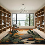 Southwestern Orange Moon Cacti Desert Rug