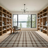 Tan Brown Plaid Check Area Rug