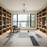 Modern Grey Geometric Textured Rug