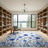 Whimsical Blue Cornflower Star Meadow Rug