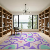 Multi-color and Patterns Purple Geometric Abstract Area Rug