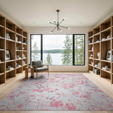 Blush Pink Rose Branch Floral Rug