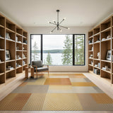 Orange Textured Patchwork Geometric Rug