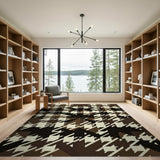 Brown Houndstooth Geometric Area Rug
