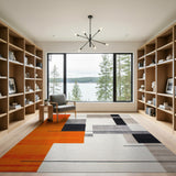 Bold Orange Gray Geometric Abstract Area Rug