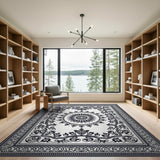 Black and White Medallion Elegant Black White Persian Medallion Rug
