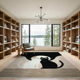 Yin-Yang Black White Cats Area Rug