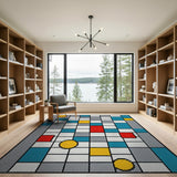 Multi-Color Geometric Grid Area Rug
