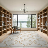 Beige Trellis Lattice Geometric Area Rug