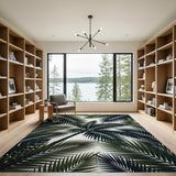Lush Tropical Palm Leaf Area Rug