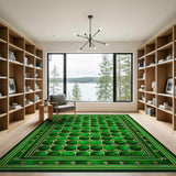 Emerald Green Gold Clover Geometric Rug