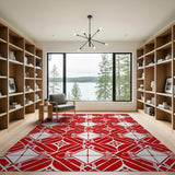 Geometric Modern Bold Red Geometric Diamond Area Rug