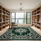 Elegant Green Persian Medallion Rug