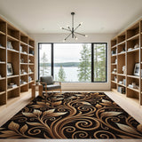 Opulent Gold Leaf Floral Area Rug