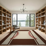 Baseball Stitch Brown Tan Area Rug