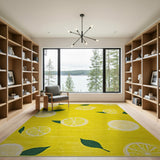 Fruit Pattern Yellow Sunny Lemon Slice Yellow Area Rug