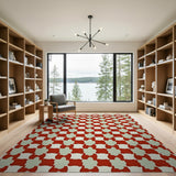 Bold Red Geometric Mosaic Area Rug