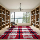 Bold Red Navy Plaid Geometric Area Rug