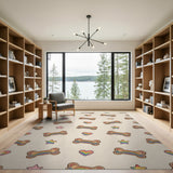 Rainbow Bone Kids Washable Area Rug