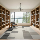 Black and White Modern Geometric Black Stripe Area Rug