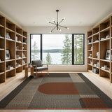 Modern Geometric Orange Grey Area Rug