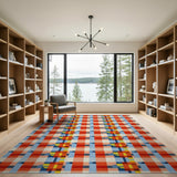 Multi-color and Patterns Vibrant Multi-Color Geometric Plaid Area Rug