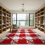 Bold Red Geometric Silhouette Area Rug
