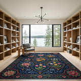 Ornate Persian Peony Tulip Chrysanthemum Rug