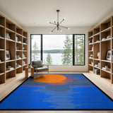 Bold Orange Sun Horizon Geometric Area Rug