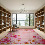 Blush Pink Peony Blossom Border Rug