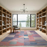 Vibrant Curved Geometric Multi-Color Area Rug