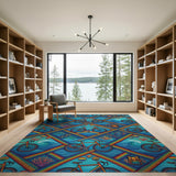 Vibrant Rainbow Bicycle Coastal Rug