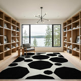Geometric Black Hexagon Area Rug