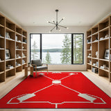 Red White Geometric Diamond Area Rug