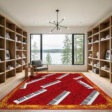 Red Piano Keys Musical Area Rug